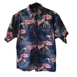 Bit & Bridle Patriotic Horseman Men's Short Sleeve Shirt size Medium